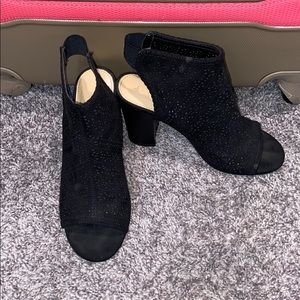 Black open toe booties